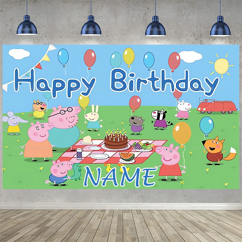 Baby Clothing Event - Custom Name Cartoon Peppa Pig Backdrops