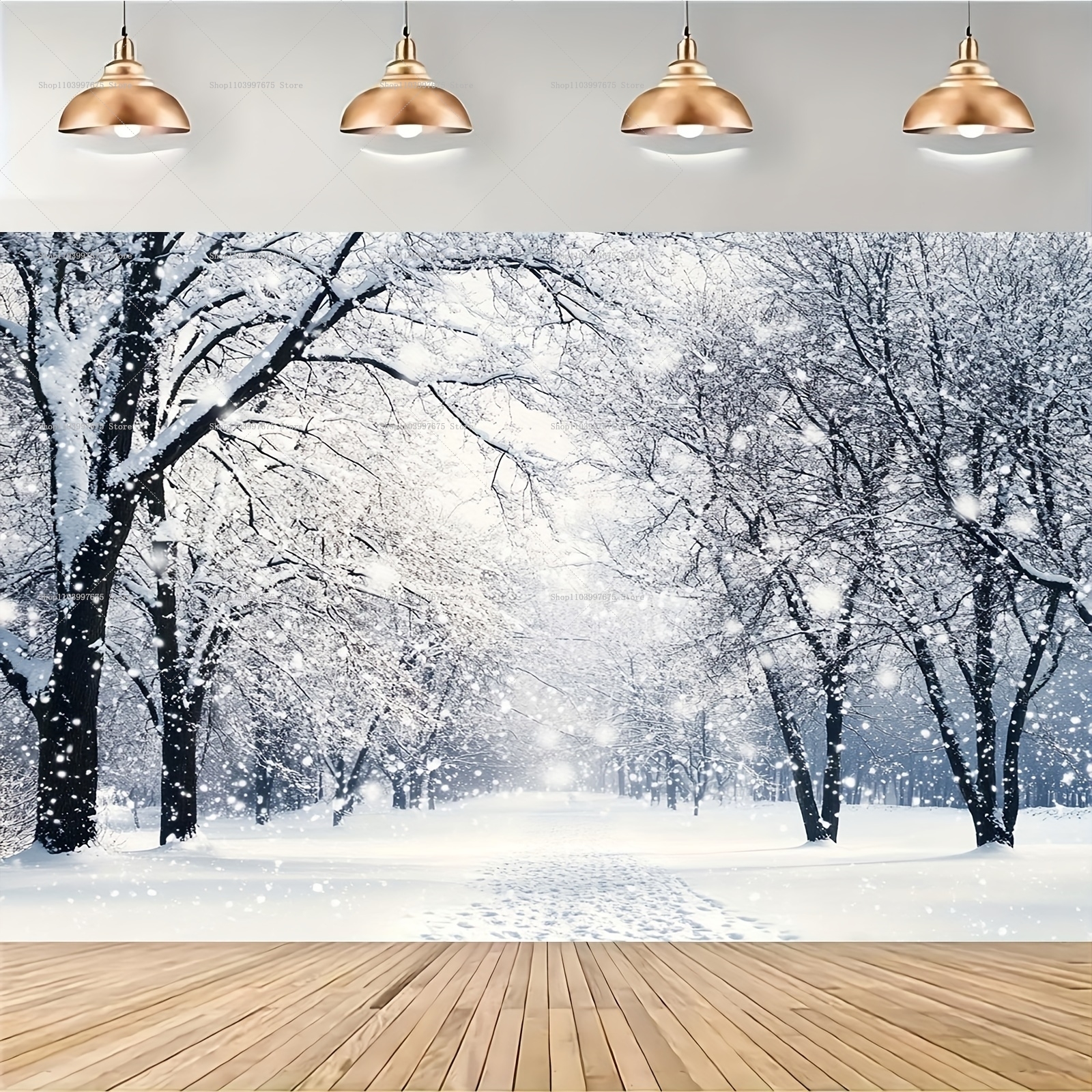 Baby Clothing Event - Snowy Forest Christmas Backdrops Xmas Party
