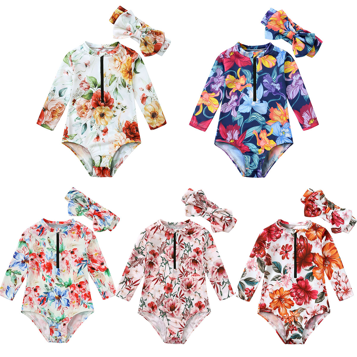 Baby Swimwear Uv - Ins Fashion Floral Swimwear for Baby
