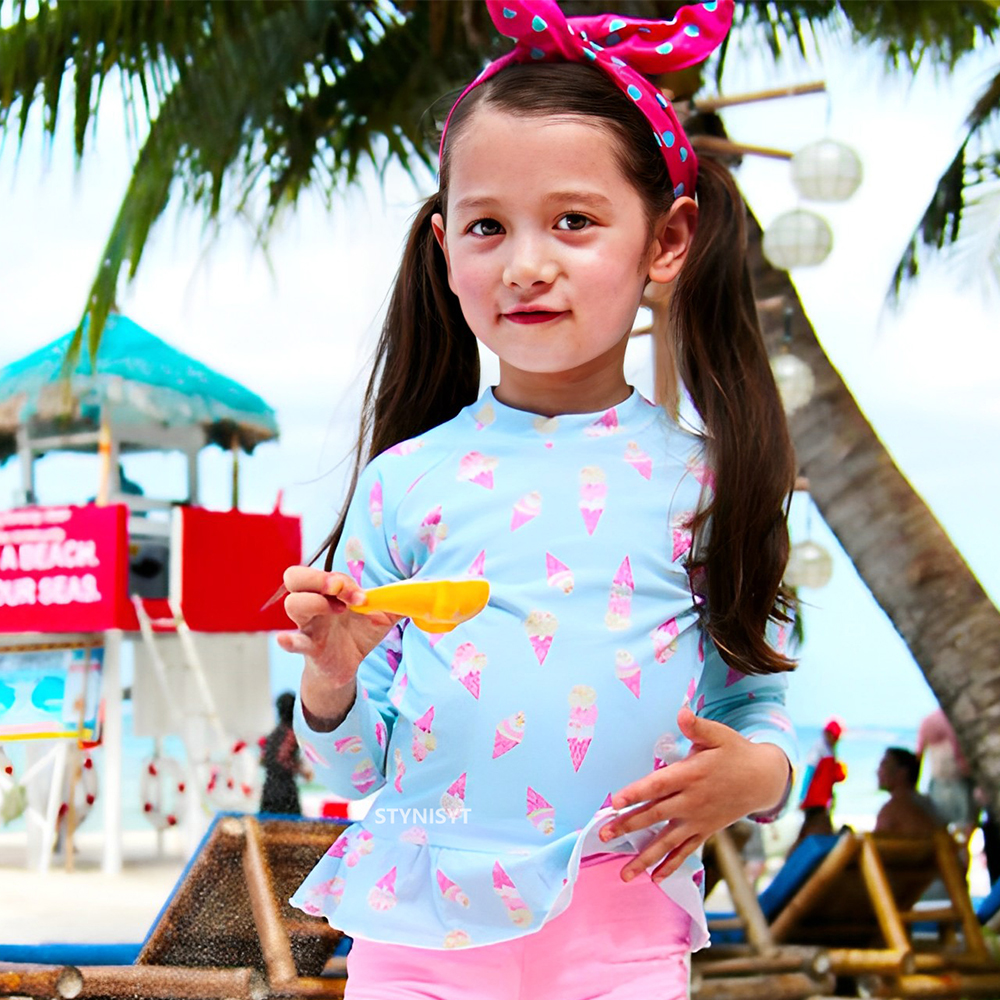 Girls Printed Long Sleeves Swi – Baby Swimwear Uv Bewertung und Preis